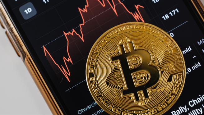 Representación de Bitcoin y tecnología Blockchain